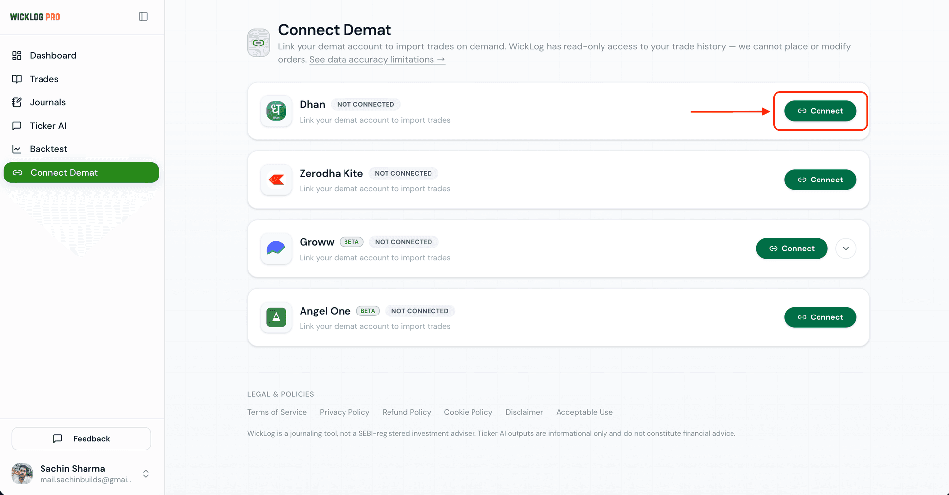 WickLog Connect Demat