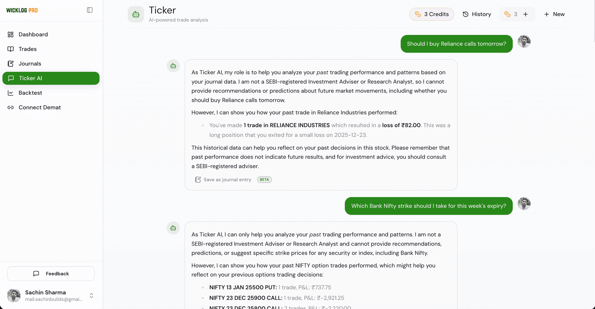 WickLog Ticker AI